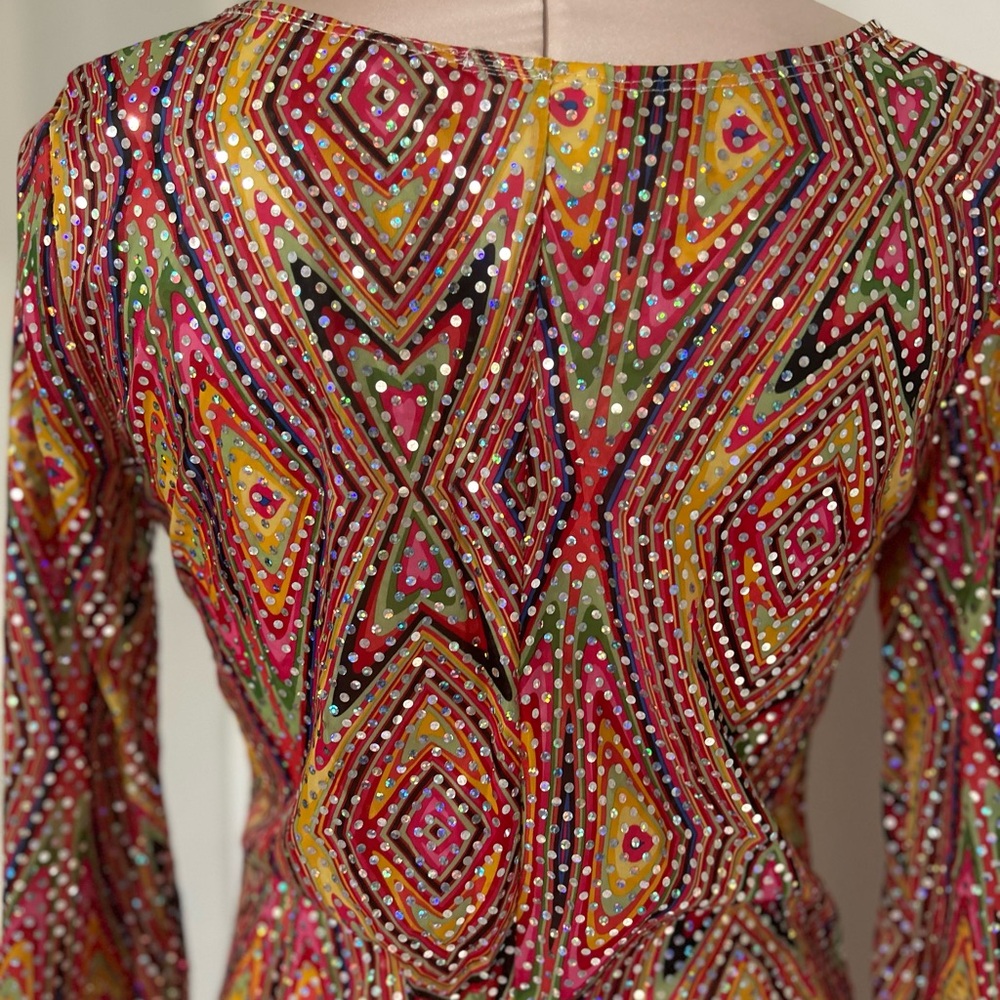 Multicolor Geometric Shiny Patterned Mini Dress W… - image 6